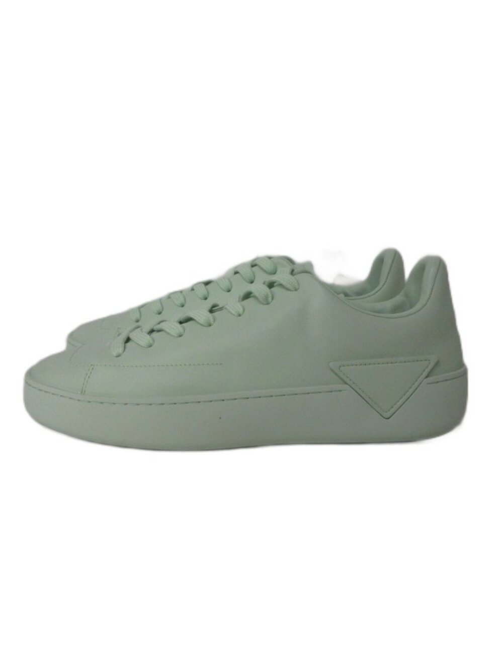 Prada Coat Leather Sneakers Logo Stamp Light Green 9